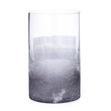 Świecznik szklany walec szary 12x20 cm