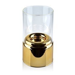 Świecznik szklany 9x16 z kloszem Gold Rita 