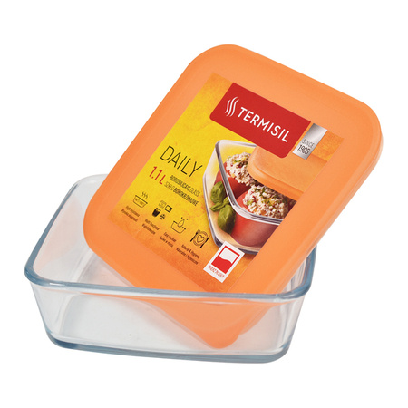Pojemnik na żywność żaroodporny 1,1 l szklany Termisil kolor pomarańczowy