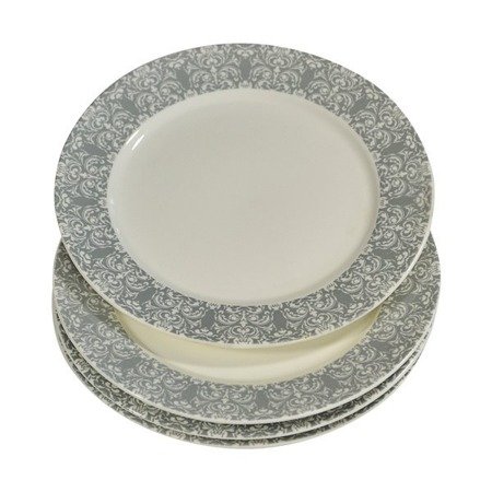 Talerzyki ceramiczne 19 cm Sułtan wzór szaro-biały 4 sztuki