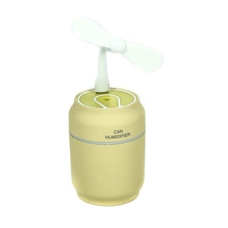 Ultradźwiękowy nawilżacz powietrza z wiatraczkiem i lampką żółta puszka