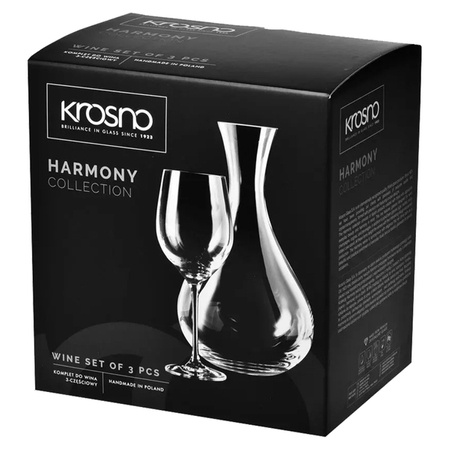 Zestaw do wina Harmony Krosno karafka 2 kieliszki szklane